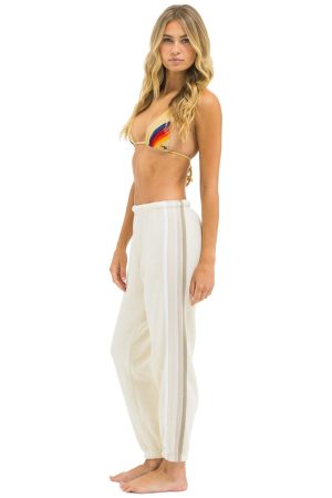 5 STRIPE SWEATPANTS - VINTAGE WHITE // WHITE GREY