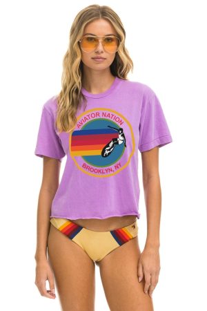 AVIATOR NATION BROOKLYN BOYFRIEND TEE - NEON PURPLE