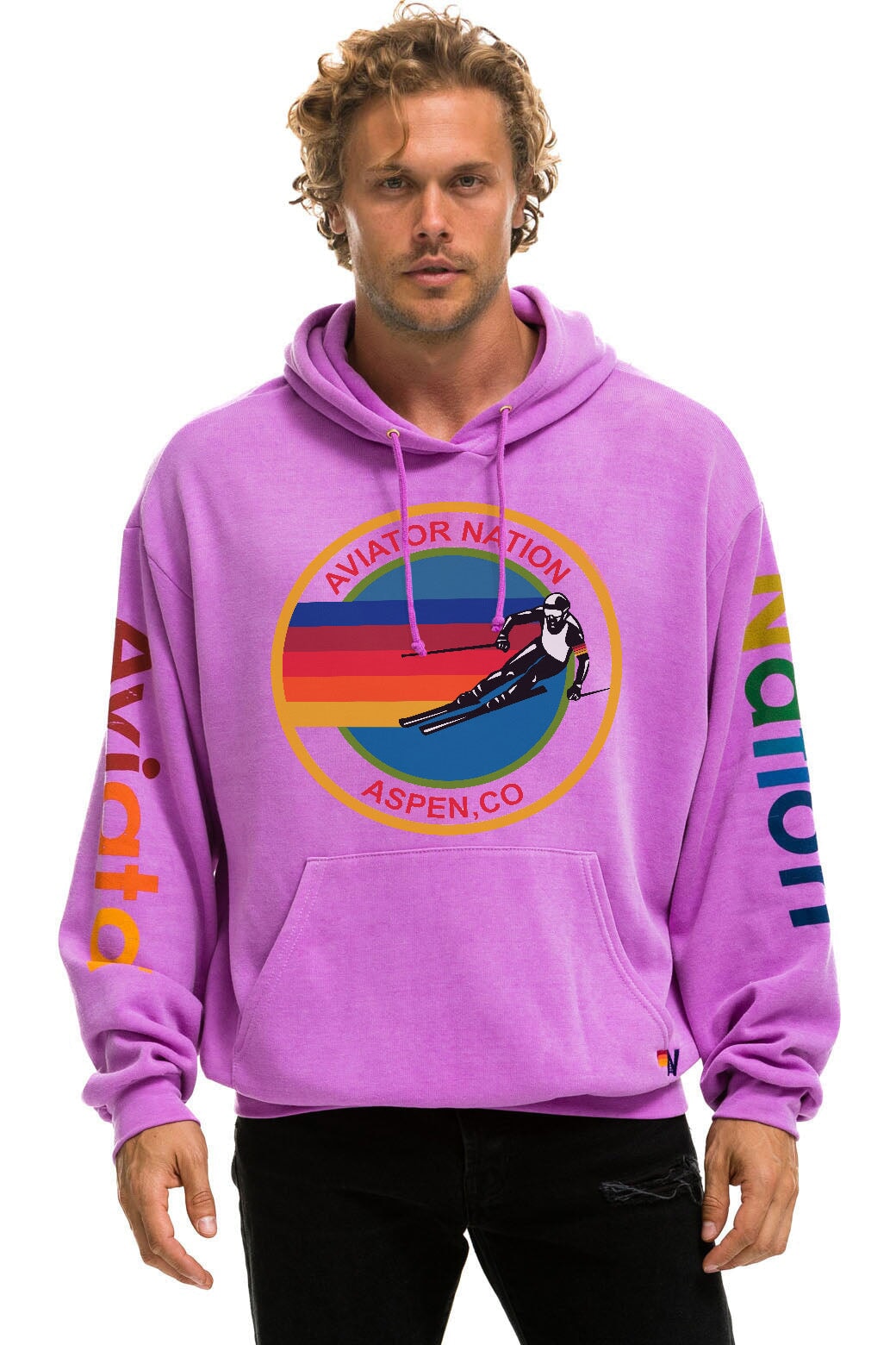 AVIATOR NATION ASPEN RELAXED PULLOVER HOODIE - NEON PURPLE - Image 2