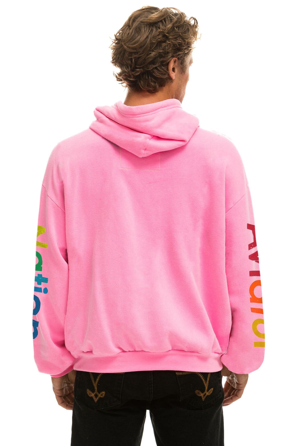 AVIATOR NATION NEW YORK CITY RELAXED PULLOVER HOODIE - NEON PINK - Image 4