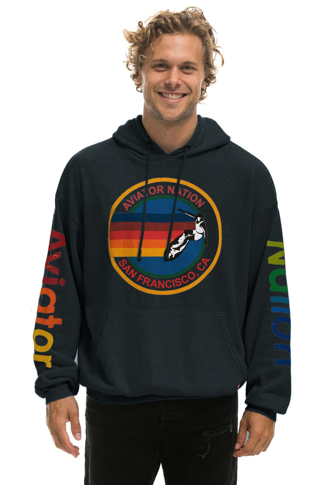 AVIATOR NATION SAN FRANCISCO RELAXED PULLOVER HOODIE - CHARCOAL - Image 2