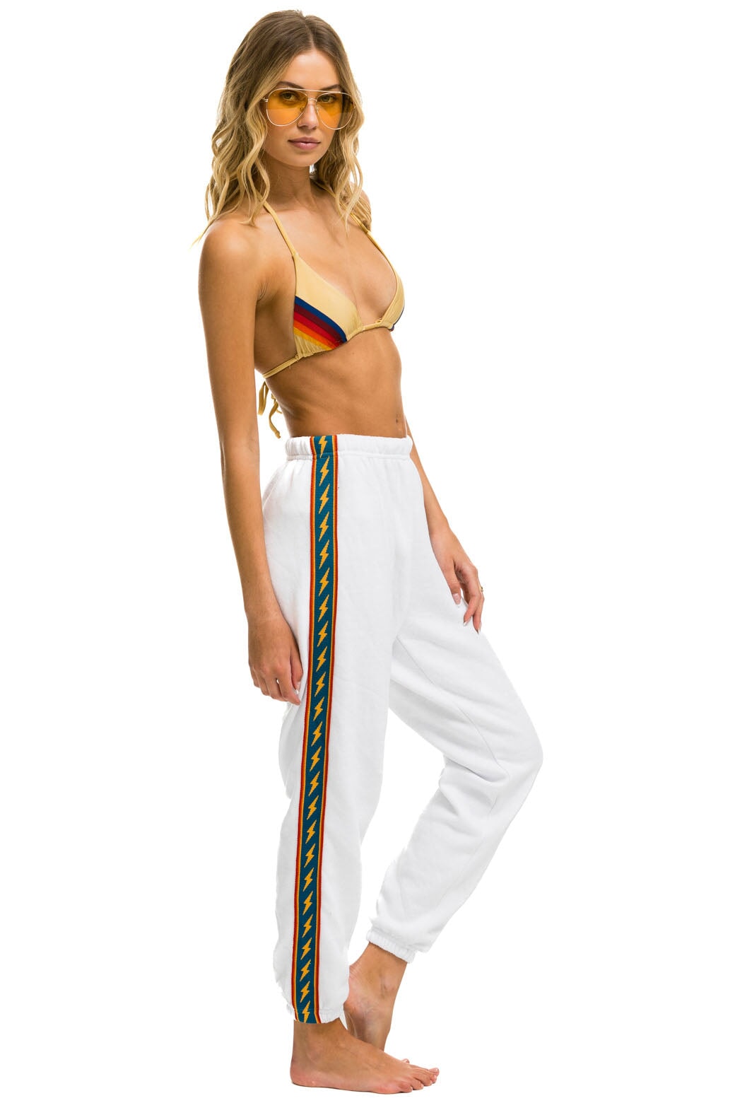 BOLT STRIPE SWEATPANTS - WHITE - Image 4