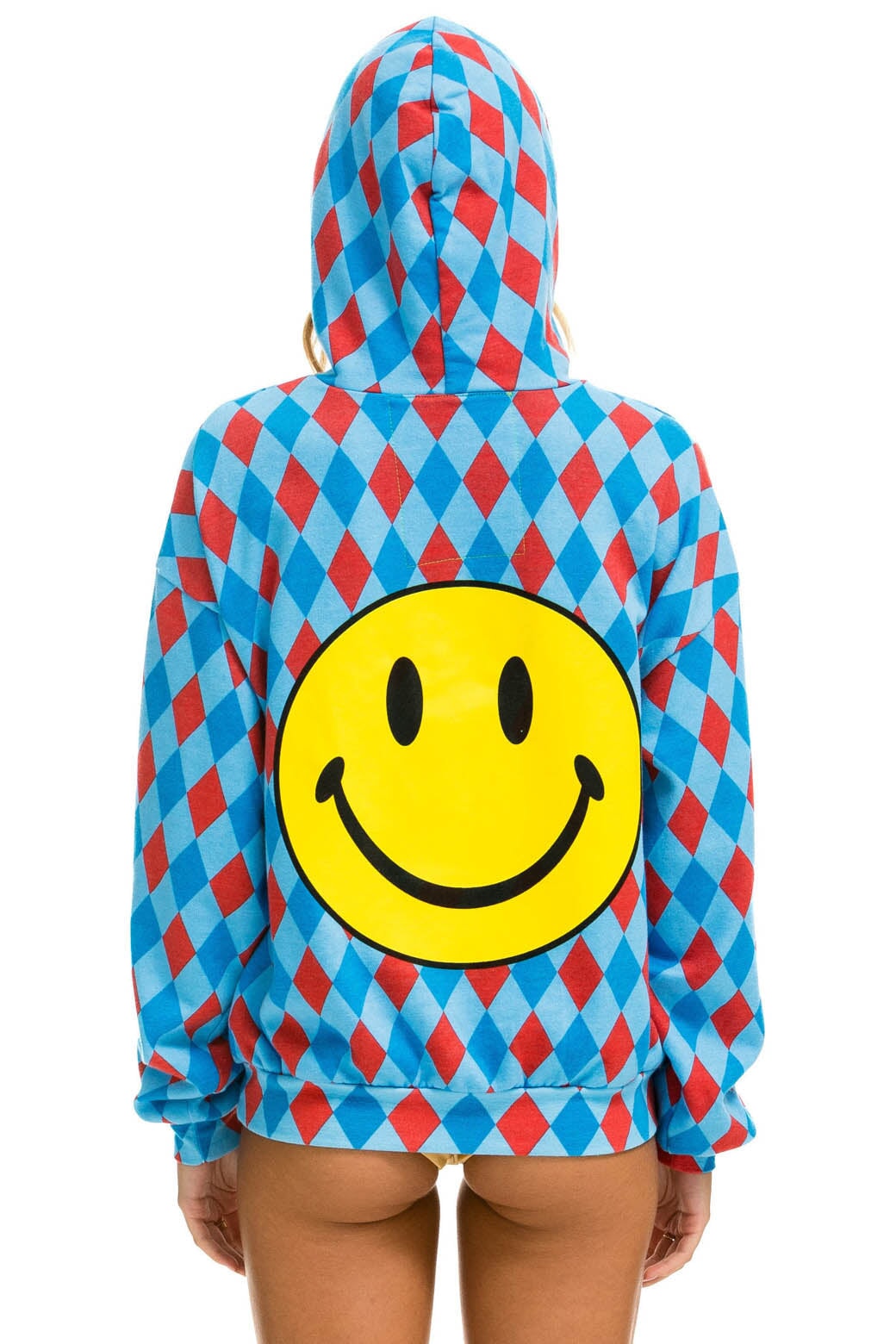 DIAMOND REPEAT SMILEY RELAXED PULLOVER HOODIE - SKY - Image 2