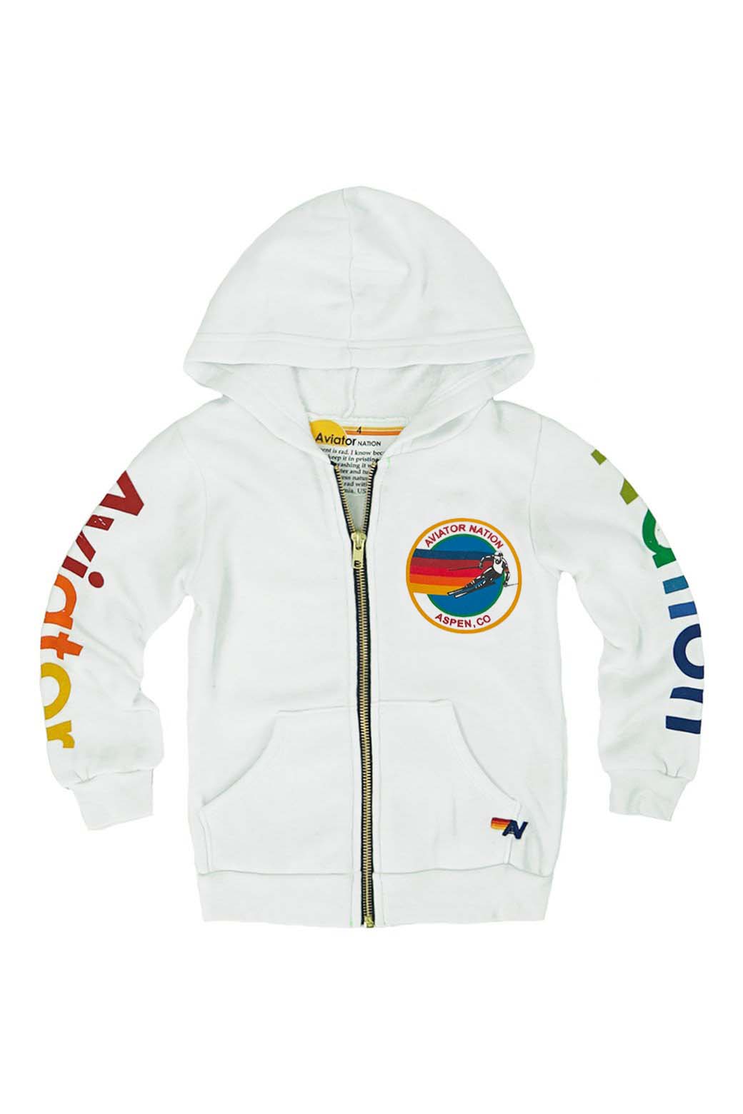 KID'S AVIATOR NATION ASPEN ZIP HOODIE - WHITE