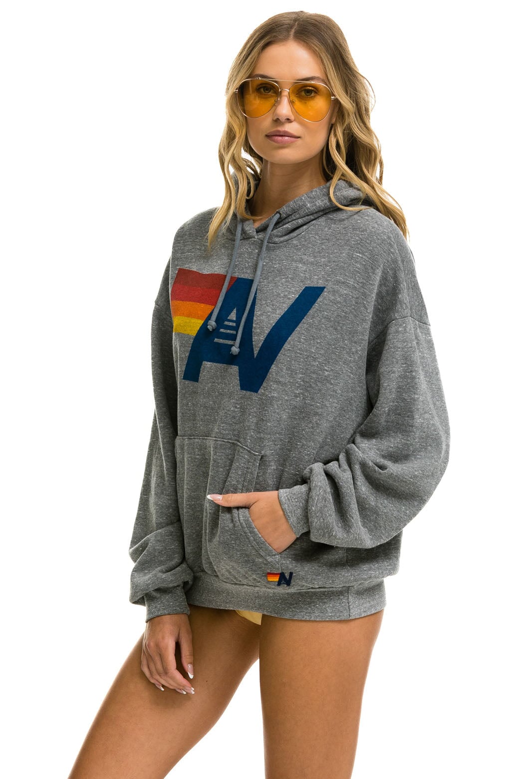 LOGO PULLOVER RELAXED HOODIE - HEATHER GREY - Image 3