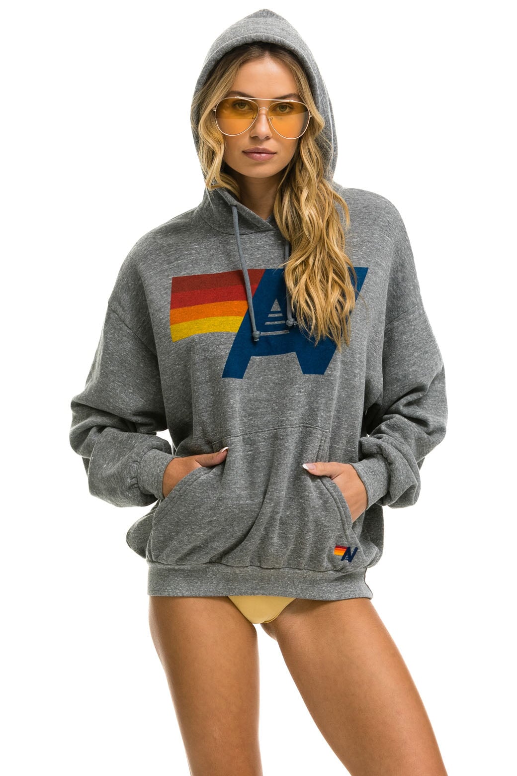 LOGO PULLOVER RELAXED HOODIE - HEATHER GREY - Image 9