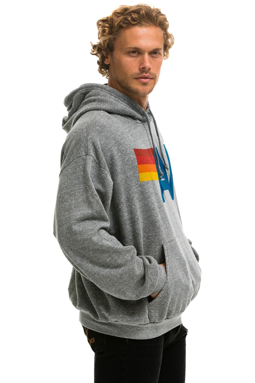 LOGO PULLOVER RELAXED HOODIE - HEATHER GREY - Image 8