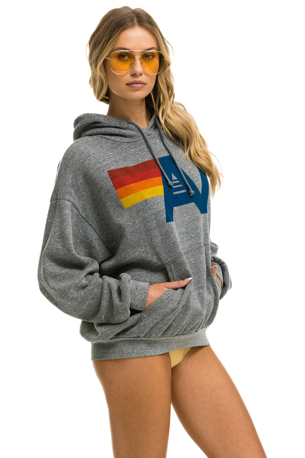 LOGO PULLOVER RELAXED HOODIE - HEATHER GREY - Image 7