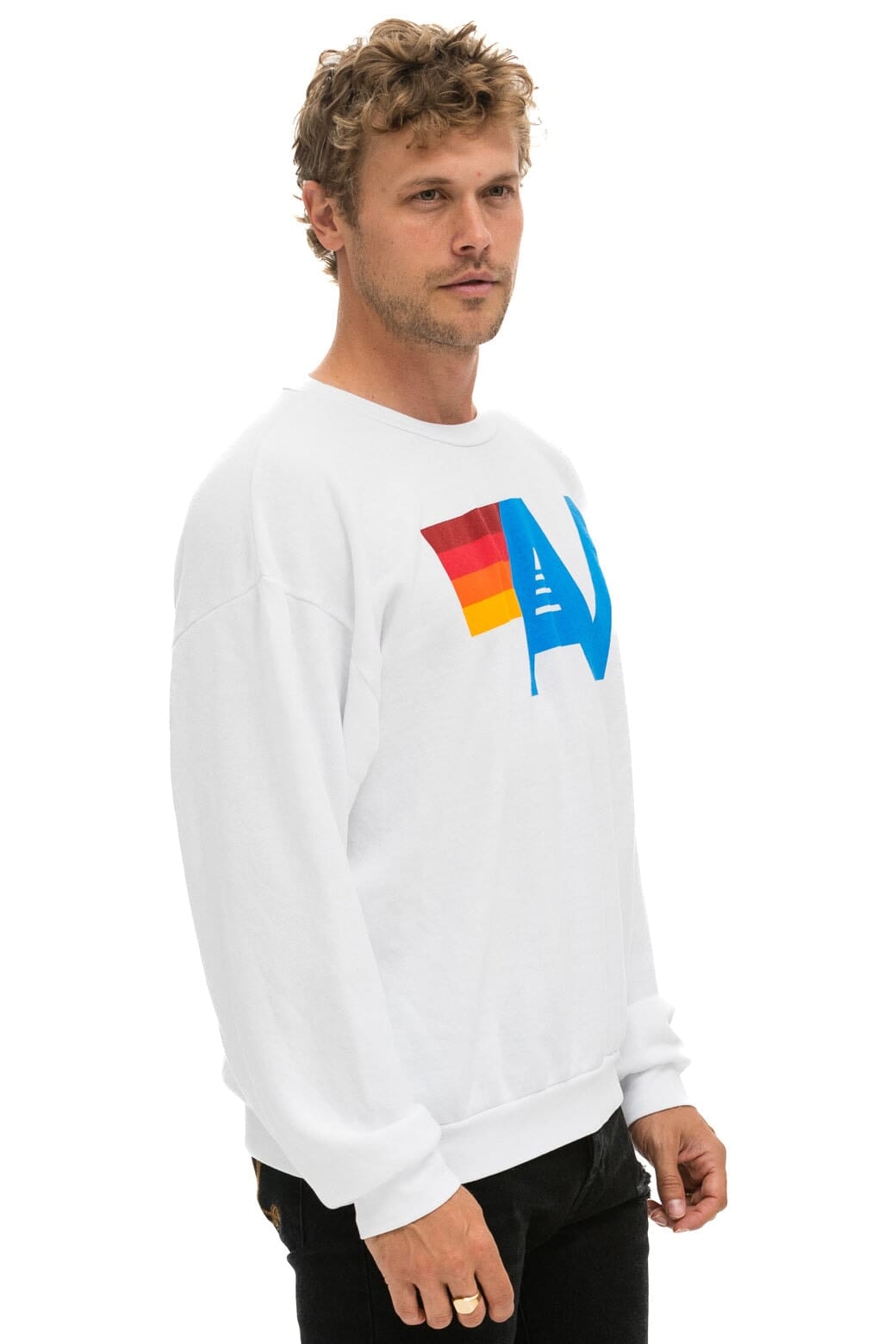 LOGO RELAXED CREW SWEATSHIRT - WHITE - Image 6