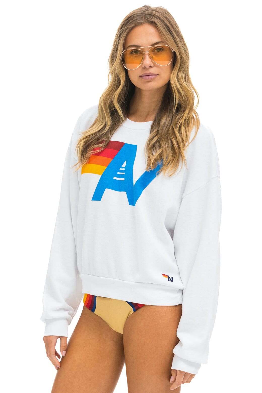LOGO RELAXED CREW SWEATSHIRT - WHITE - Image 3