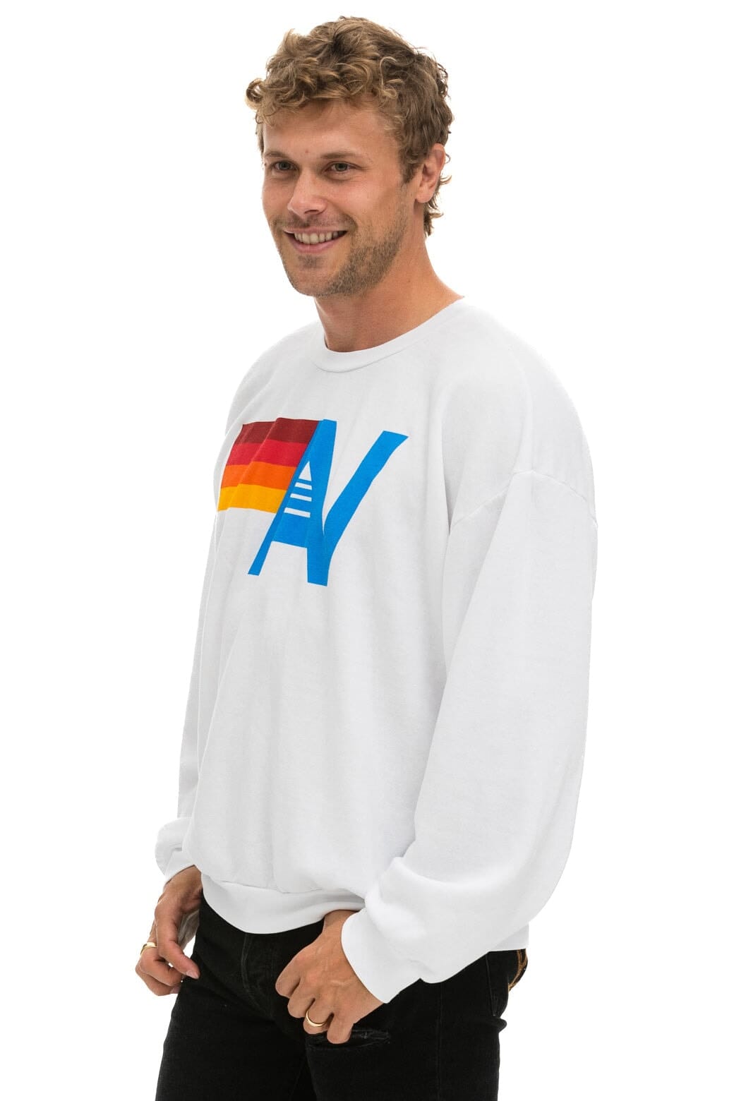 LOGO RELAXED CREW SWEATSHIRT - WHITE - Image 4