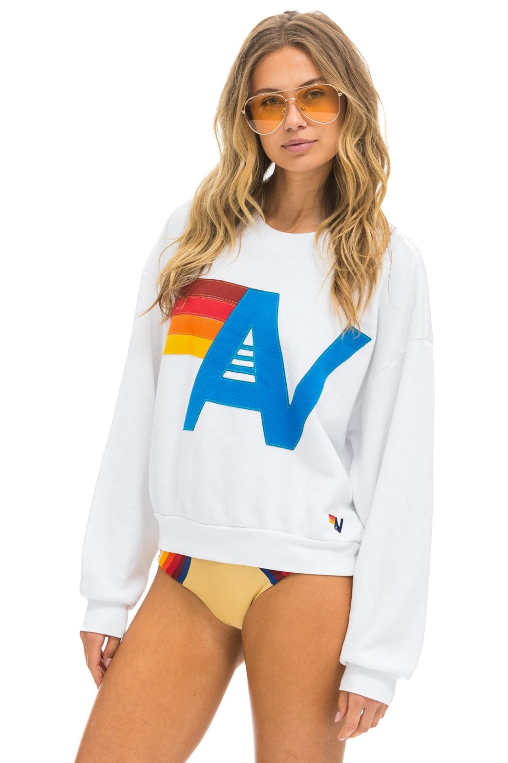 LOGO STITCH RELAXED CREW SWEATSHIRT - WHITE - Image 3
