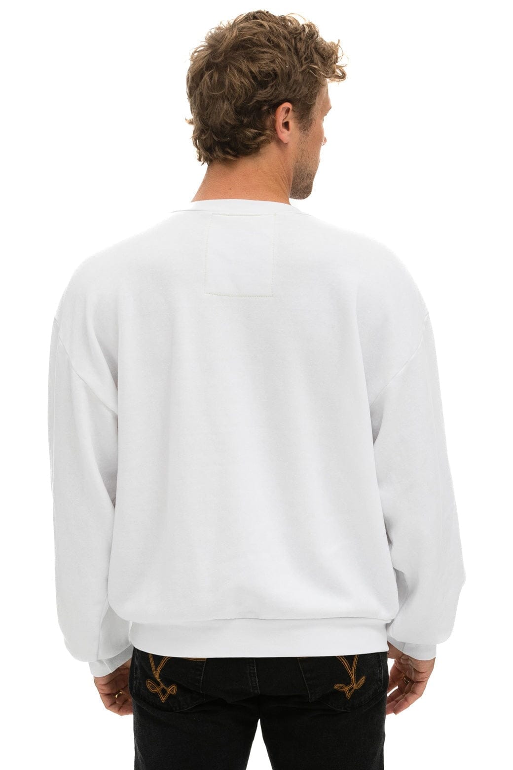 LOGO STITCH RELAXED CREW SWEATSHIRT - WHITE - Image 8