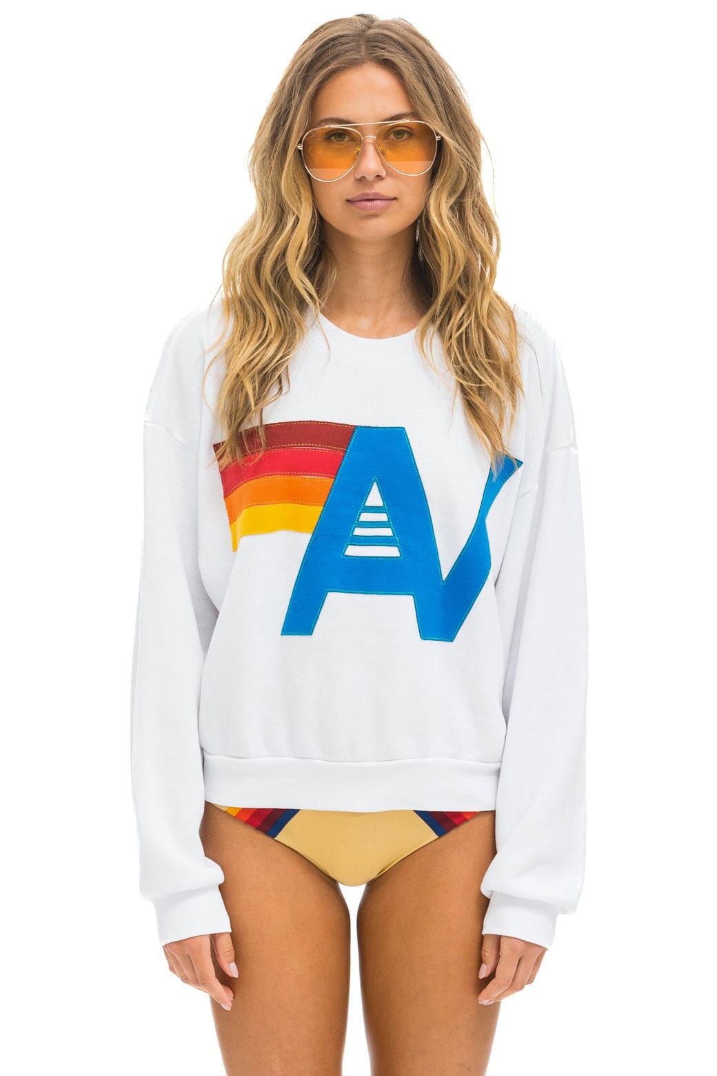 LOGO STITCH RELAXED CREW SWEATSHIRT - WHITE - Image 2