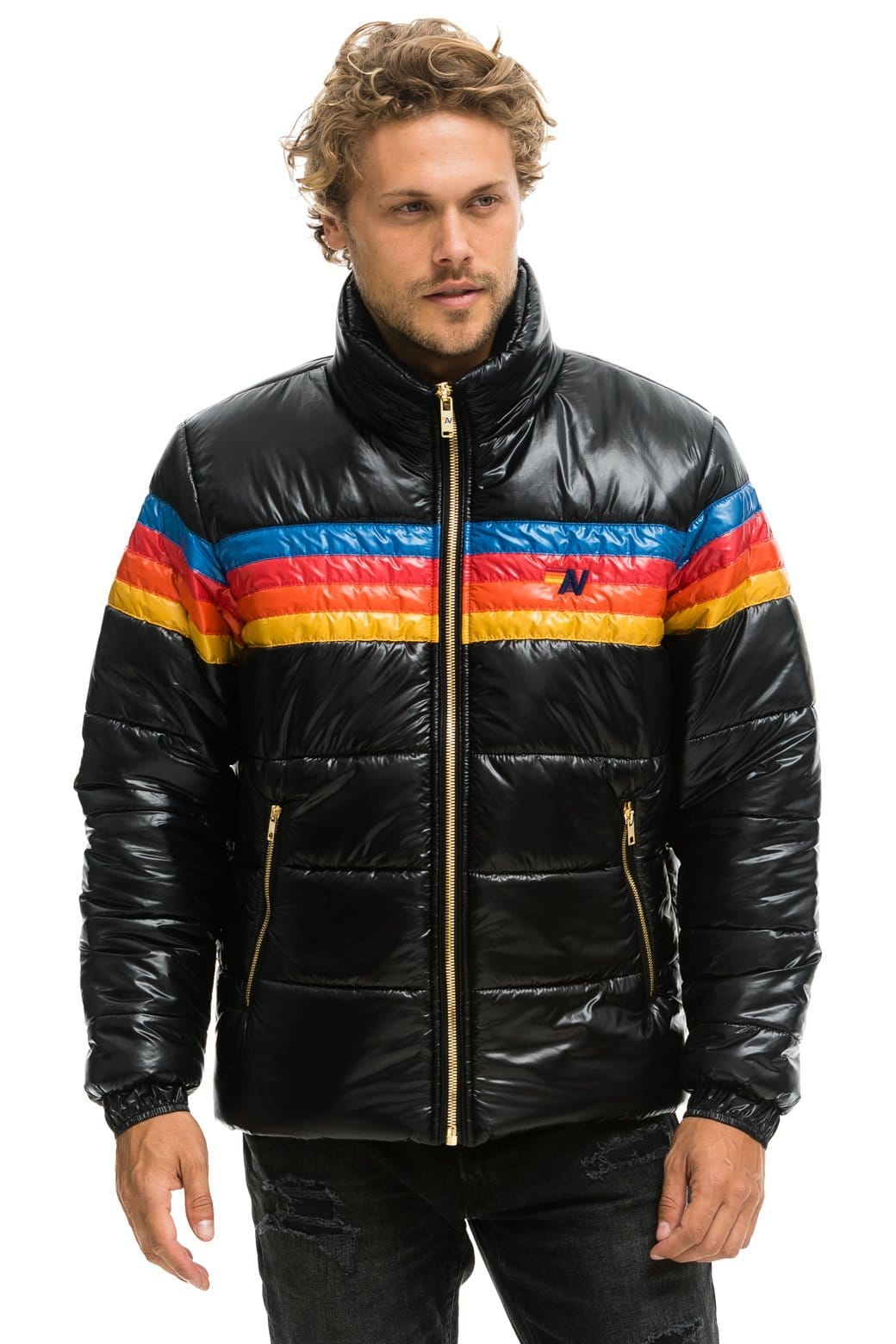 4 STRIPE LUXE TRAVELER JACKET - GLOSSY BLACK - Image 2