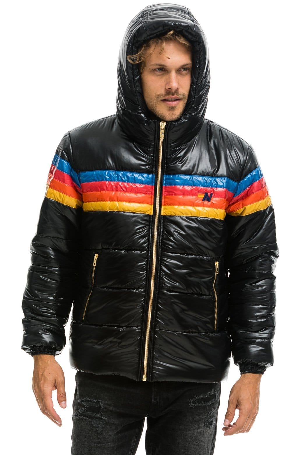 4 STRIPE LUXE TREKKER JACKET - GLOSSY BLACK - Image 4