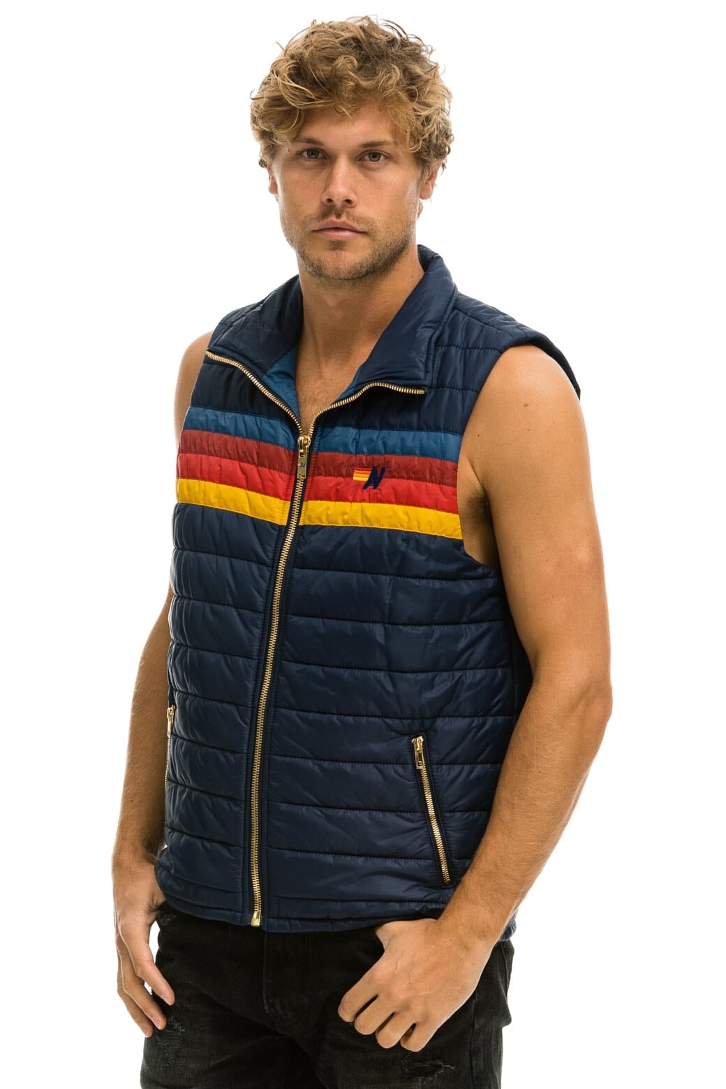 MEN'S 4 STRIPE VEST - NAVY - Image 2