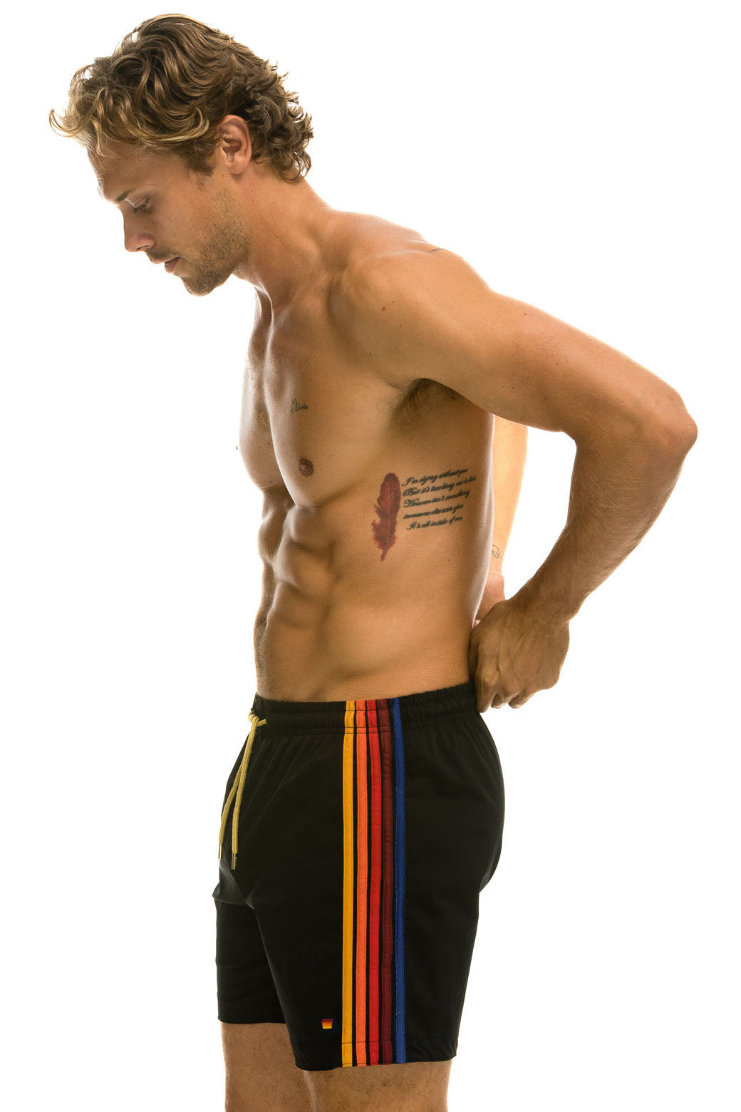 MEN'S 5 STRIPE FLEX SHORTS - BLACK - Image 3