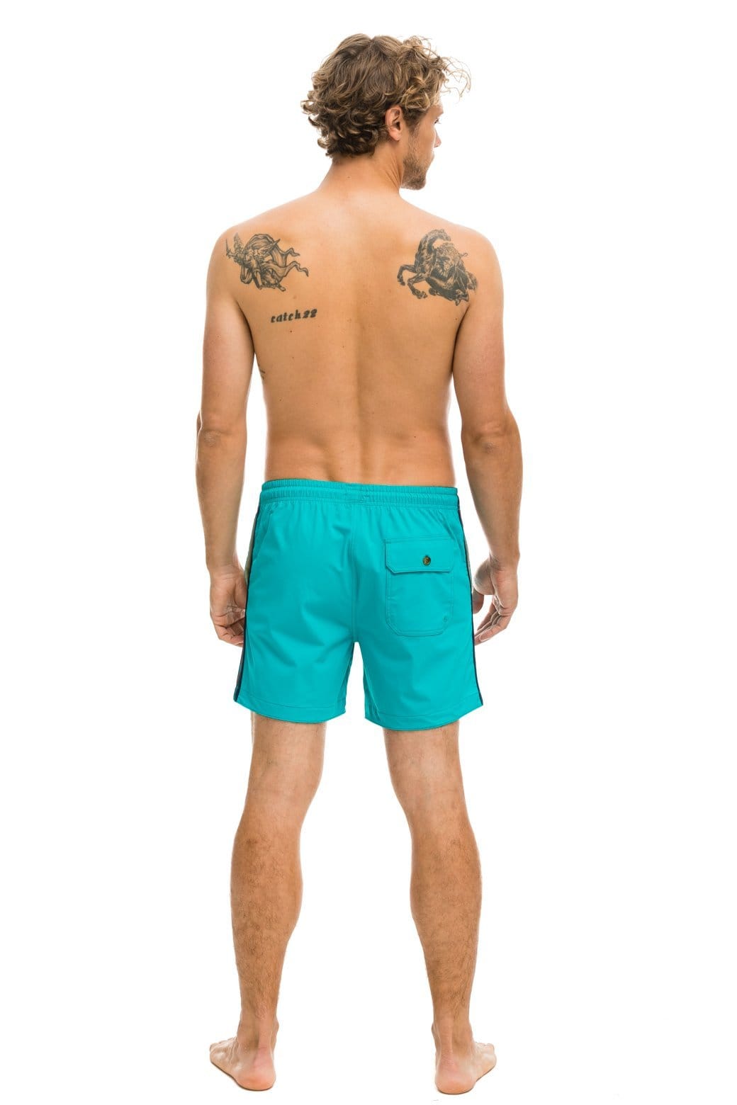 MEN'S 5 STRIPE FLEX SHORTS - JADE - Image 3