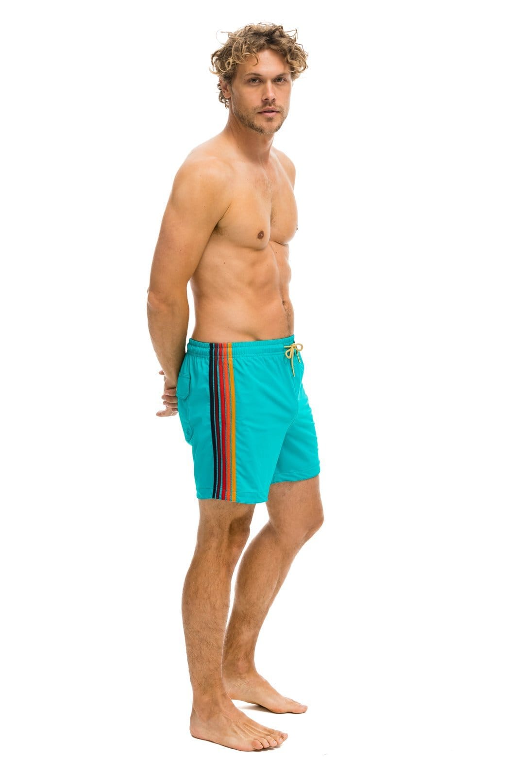 MEN'S 5 STRIPE FLEX SHORTS - JADE - Image 4