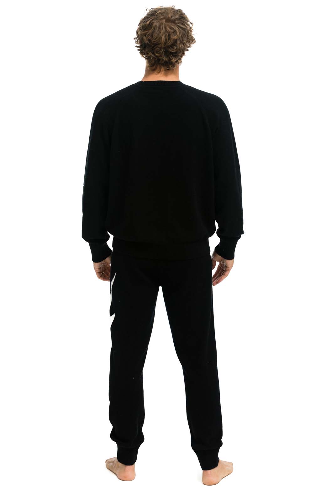 MEN'S BOLT CASHMERE LIGHT SWEATER PANT - BLACK // WHITE BOLT - Image 8
