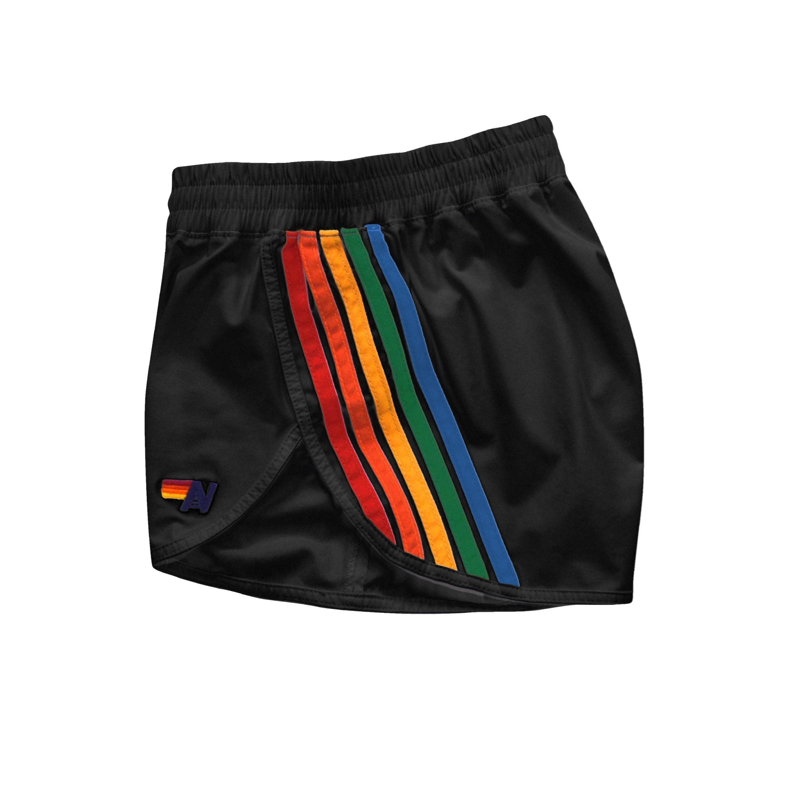 WOMEN'S 5 STRIPE FLEX BOARD SHORTS - BLACK // RAINBOW - Image 6
