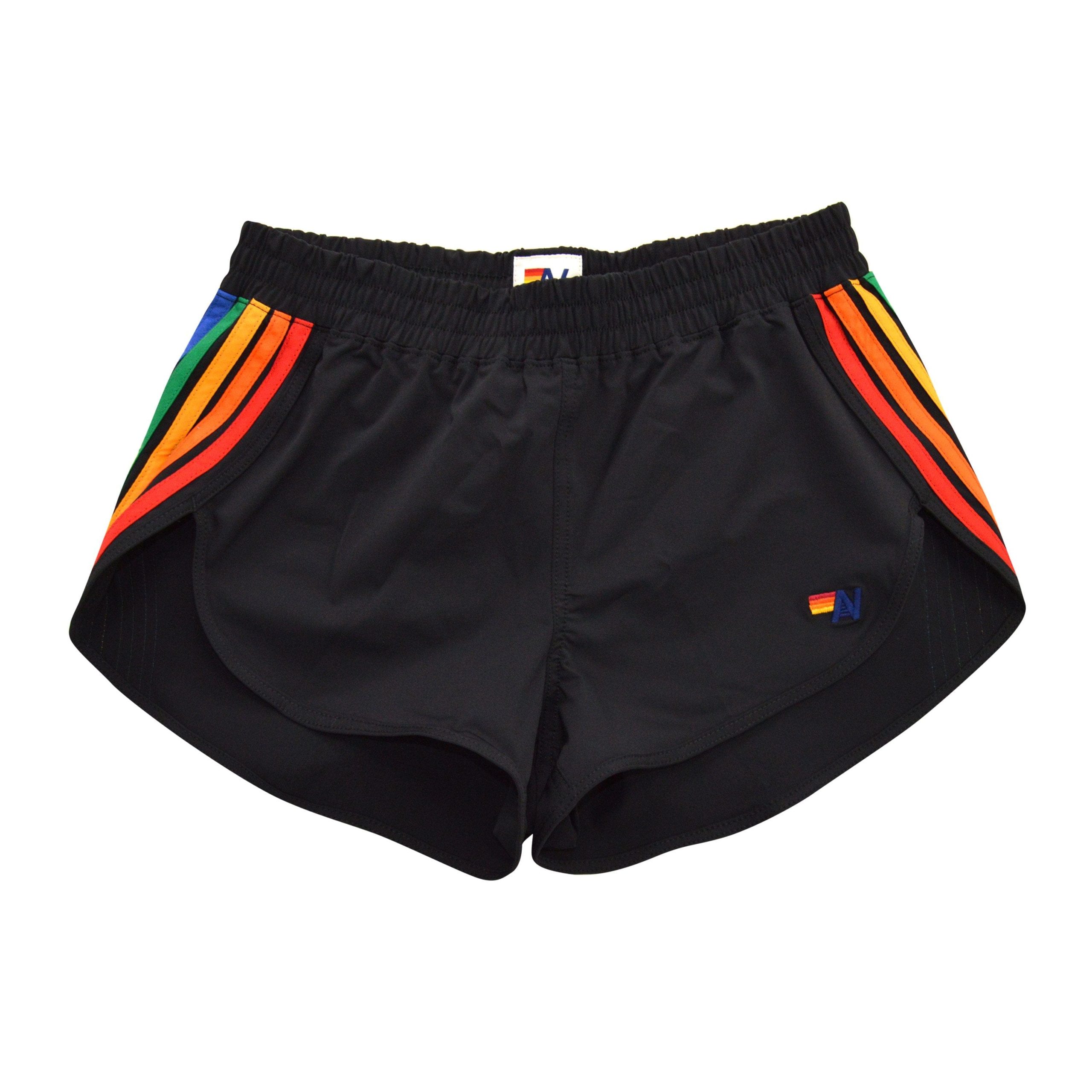 WOMEN'S 5 STRIPE FLEX BOARD SHORTS - BLACK // RAINBOW - Image 5