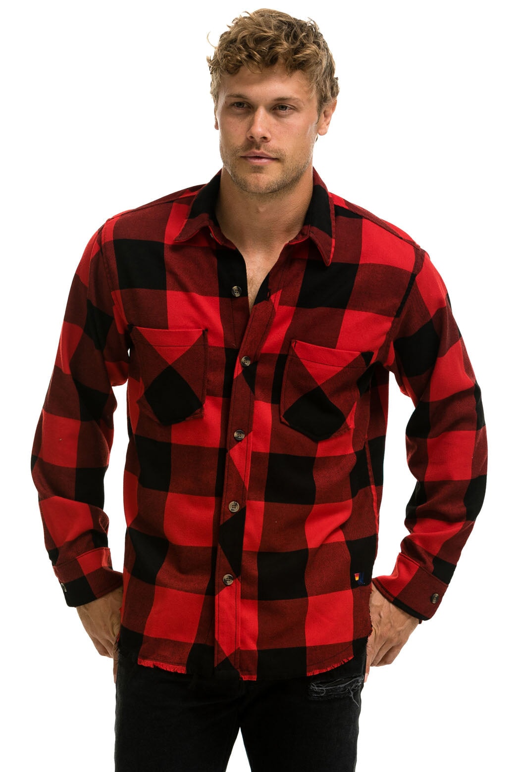 PLAID FLANNEL LIGHT WEIGHT UNISEX WESTERN SHIRT - BUFFALO PLAID - Image 4