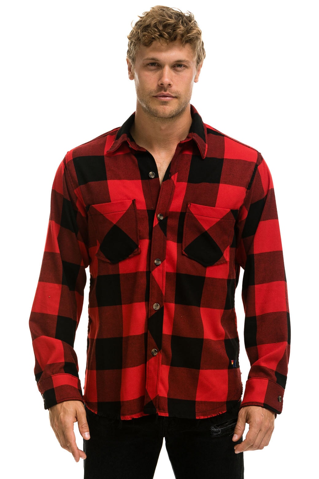 PLAID FLANNEL LIGHT WEIGHT UNISEX WESTERN SHIRT - BUFFALO PLAID - Image 2