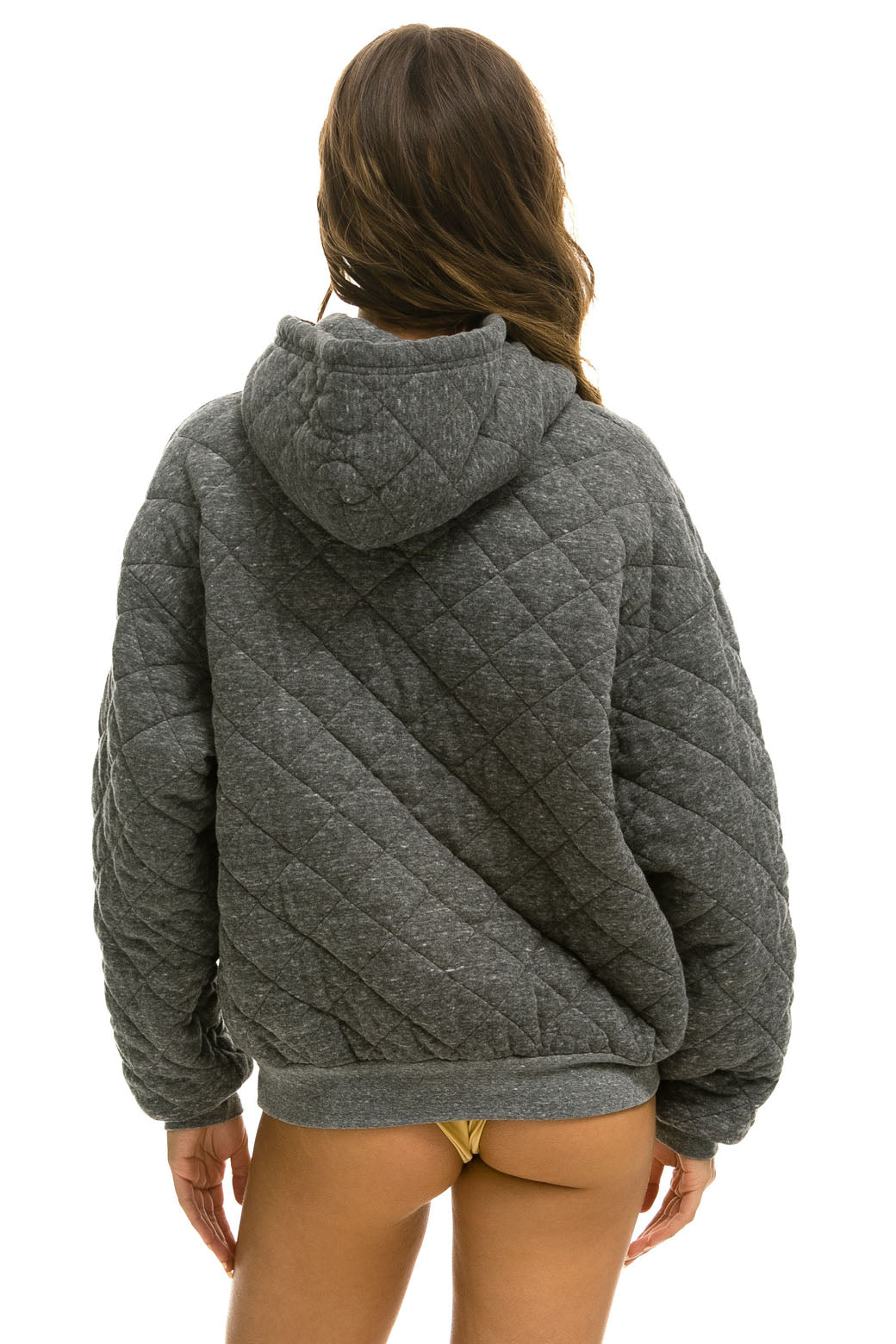 QUILTED RELAXED PULLOVER HOODIE - HEATHER GREY - Image 7