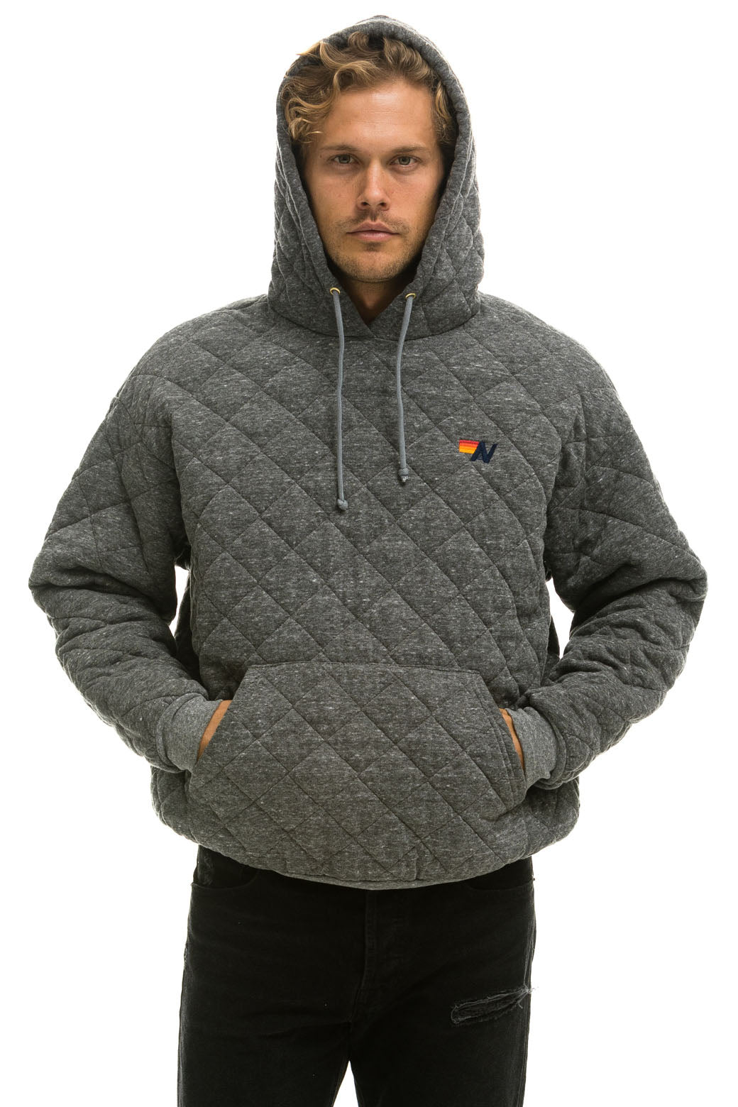 QUILTED RELAXED PULLOVER HOODIE - HEATHER GREY - Image 8