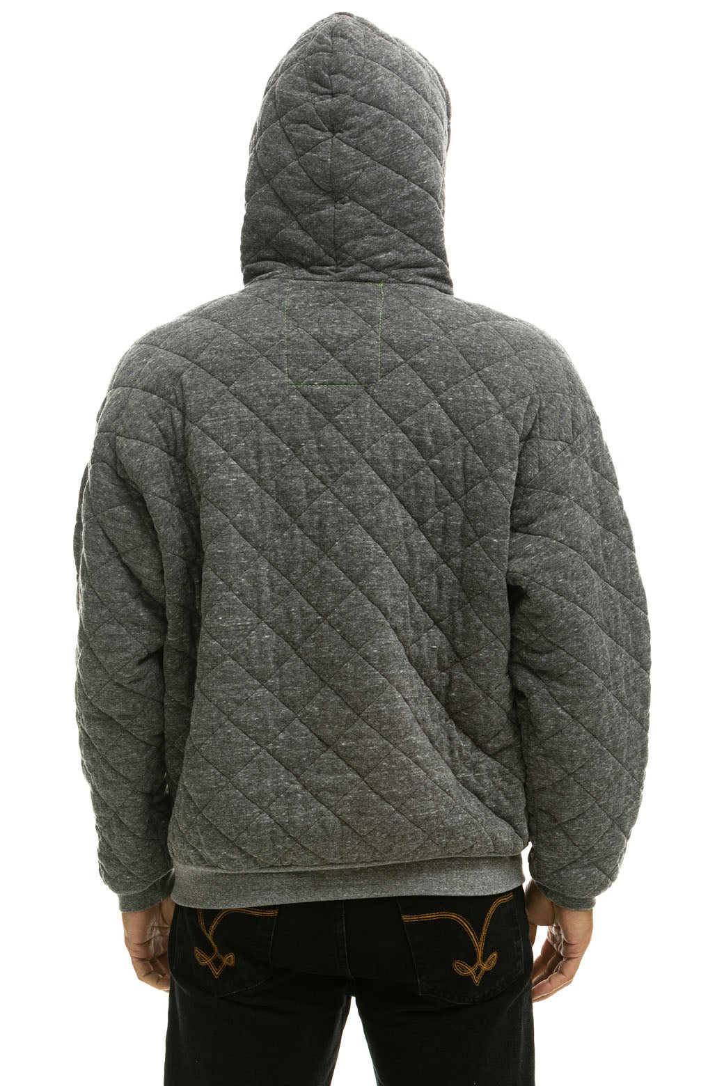 QUILTED RELAXED PULLOVER HOODIE - HEATHER GREY - Image 10
