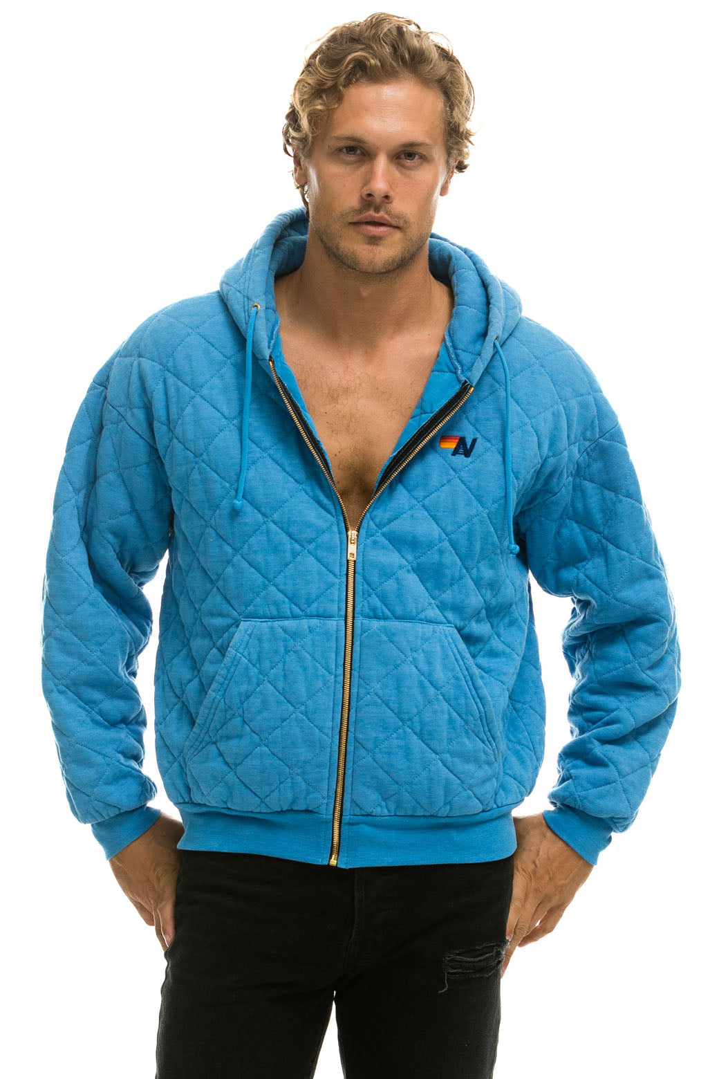 QUILTED ZIP HOODIE RELAXED - OCEAN - Image 2