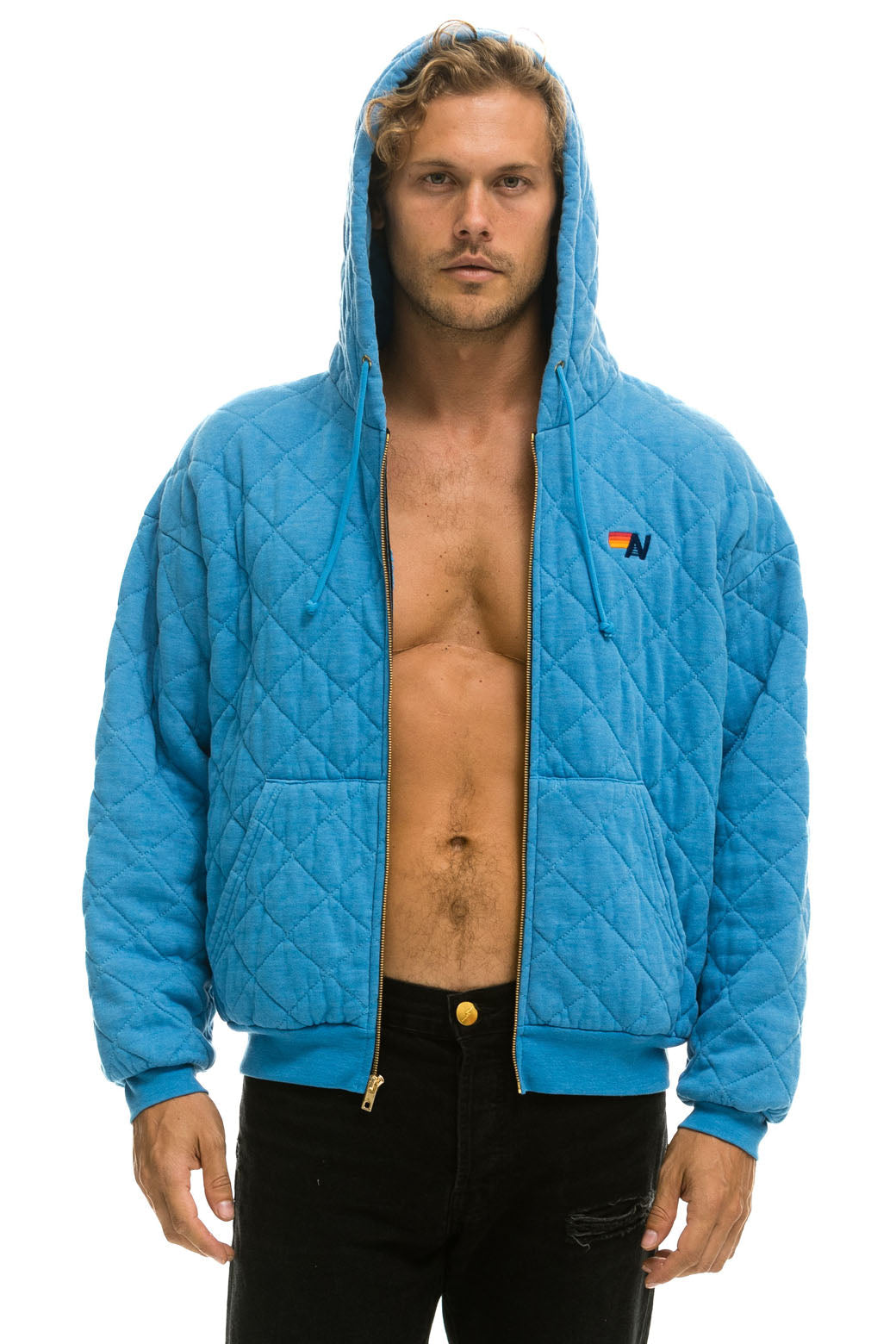 QUILTED ZIP HOODIE RELAXED - OCEAN - Image 6