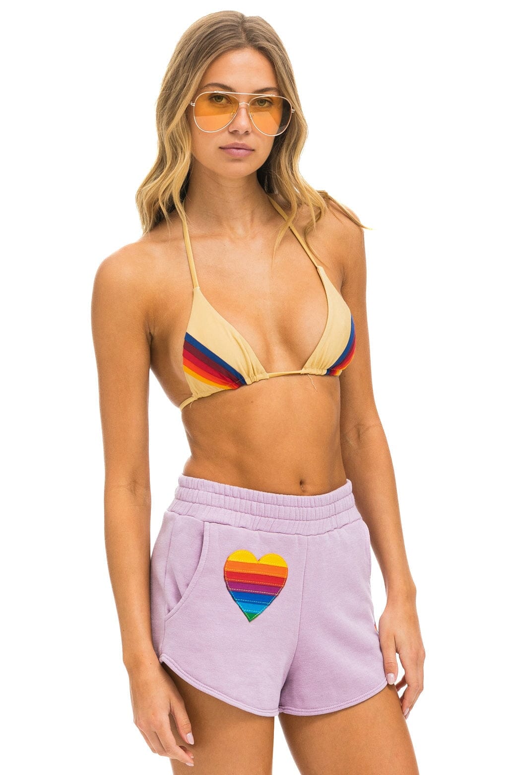 RAINBOW HEART STITCH LOUNGER SHORT - MAUVE - Image 2