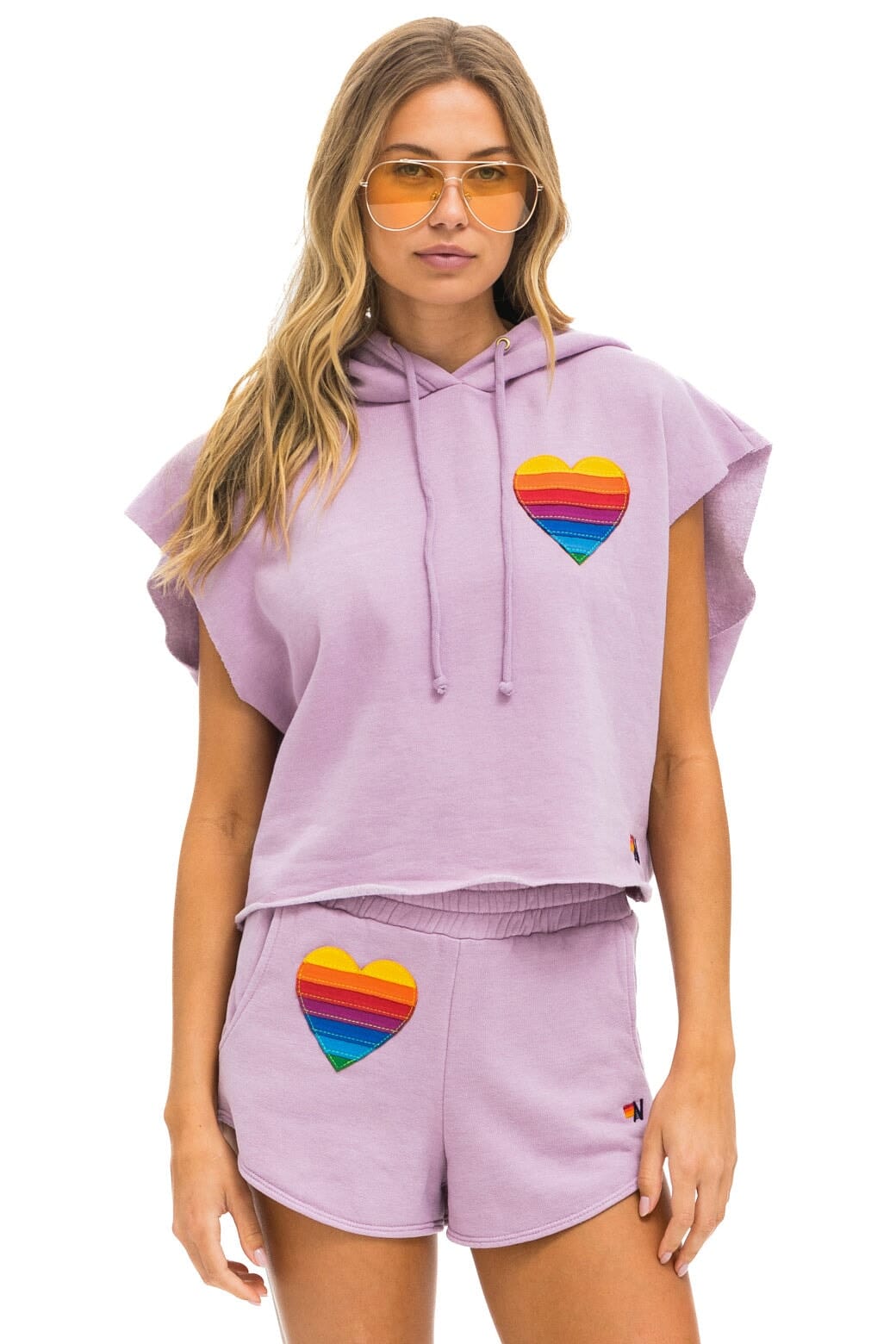 RAINBOW HEART STITCH LOUNGER SHORT - MAUVE - Image 5
