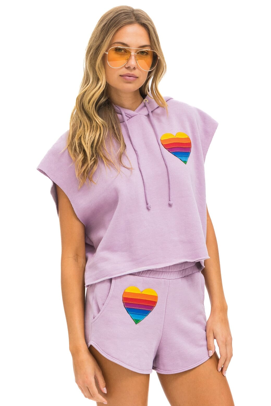 RAINBOW HEART STITCH LOUNGER SHORT - MAUVE - Image 6