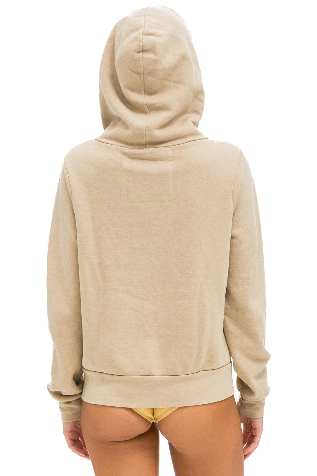 RAINBOW HEART STITCH ZIP HOODIE - SAND - Image 3