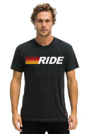 RIDE LOGO WHITE TEE - CHARCOAL