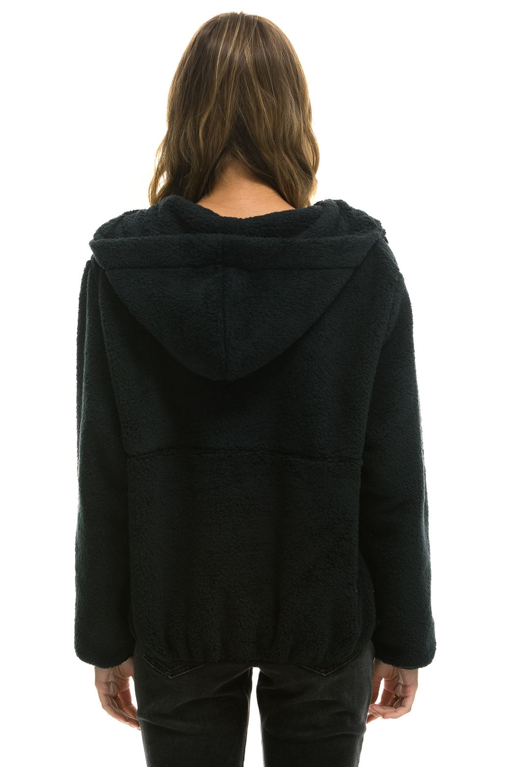 TEDDY APRES HOODED HALF ZIP JACKET - BLACK - Image 7