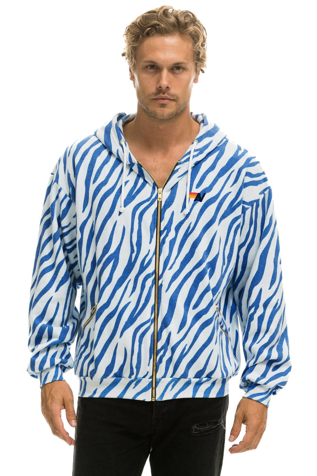 TIGER RELAXED ZIP HOODIE WITH POCKETS - BLUE TIGER - Image 2