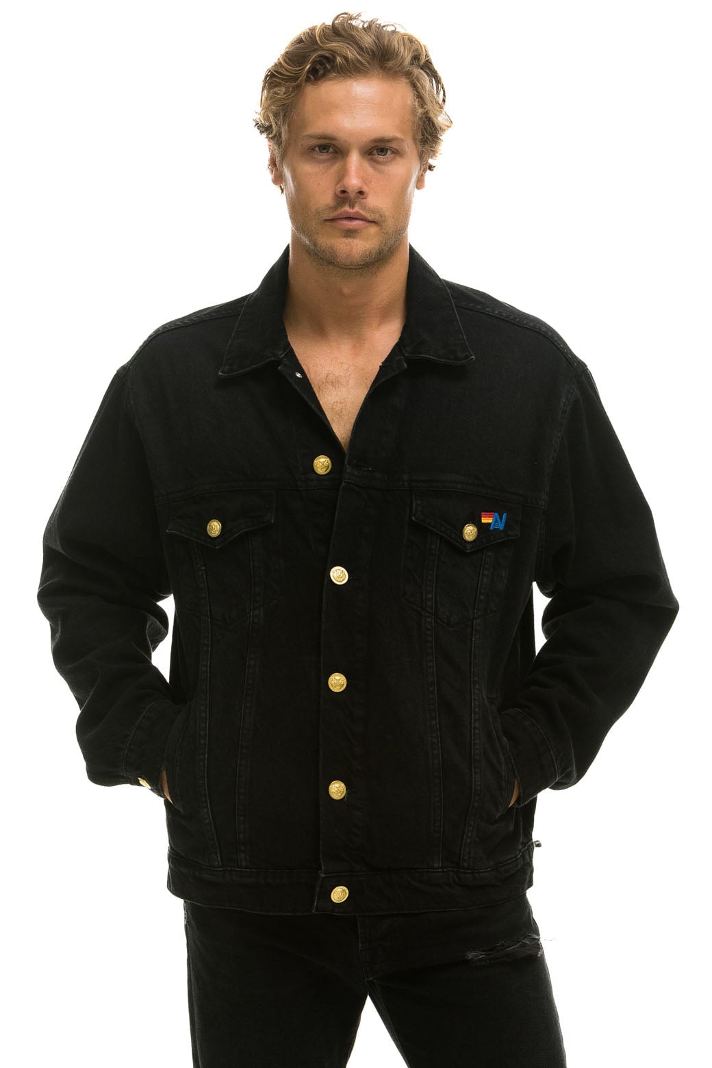 LOCALS ONLY OVERSIZED CONCERT DENIM JACKET - VINTAGE BLACK - Image 6