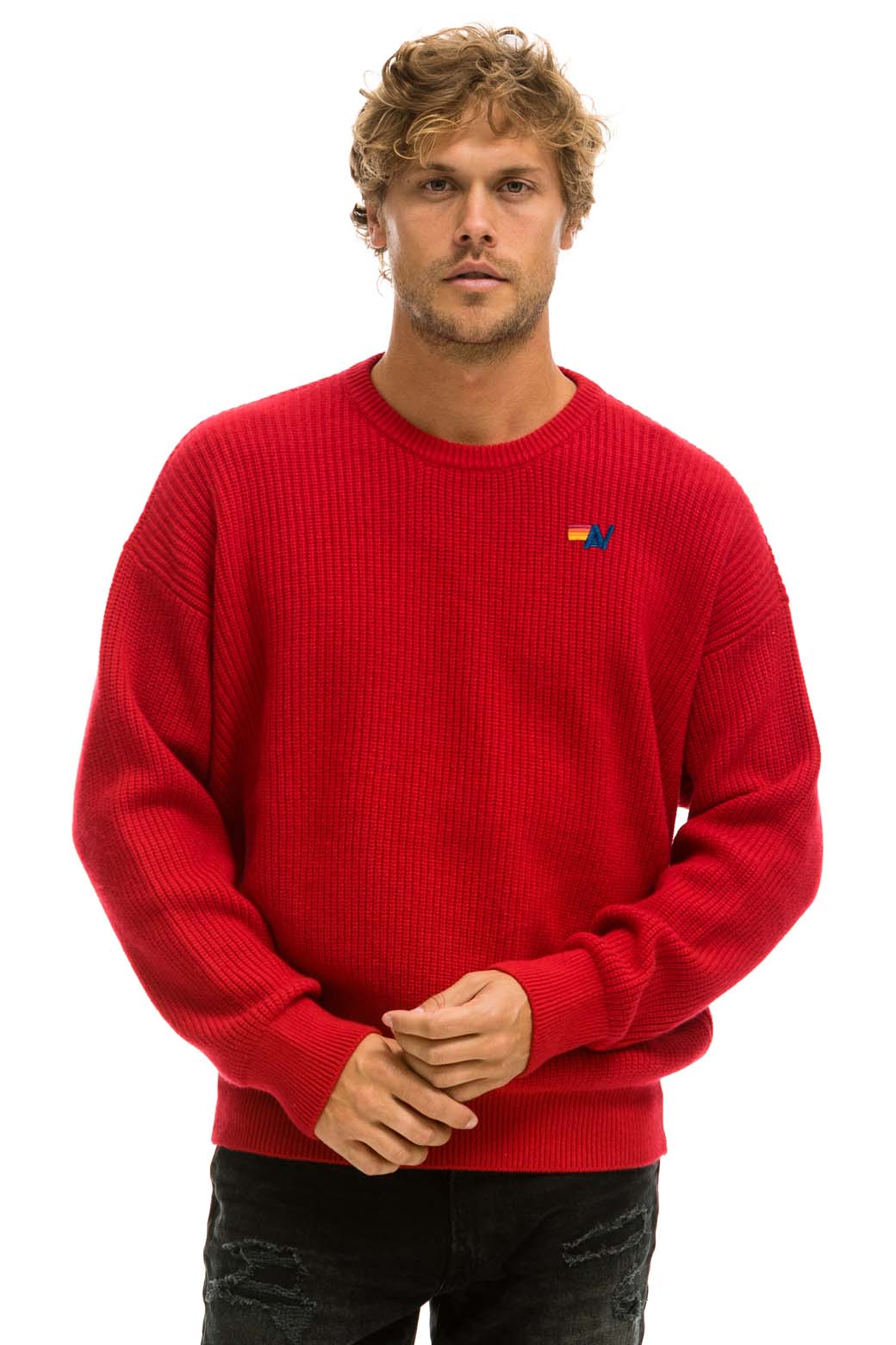 VINTAGE CABIN UNISEX CASHMERE SWEATER - CHERRY - Image 6