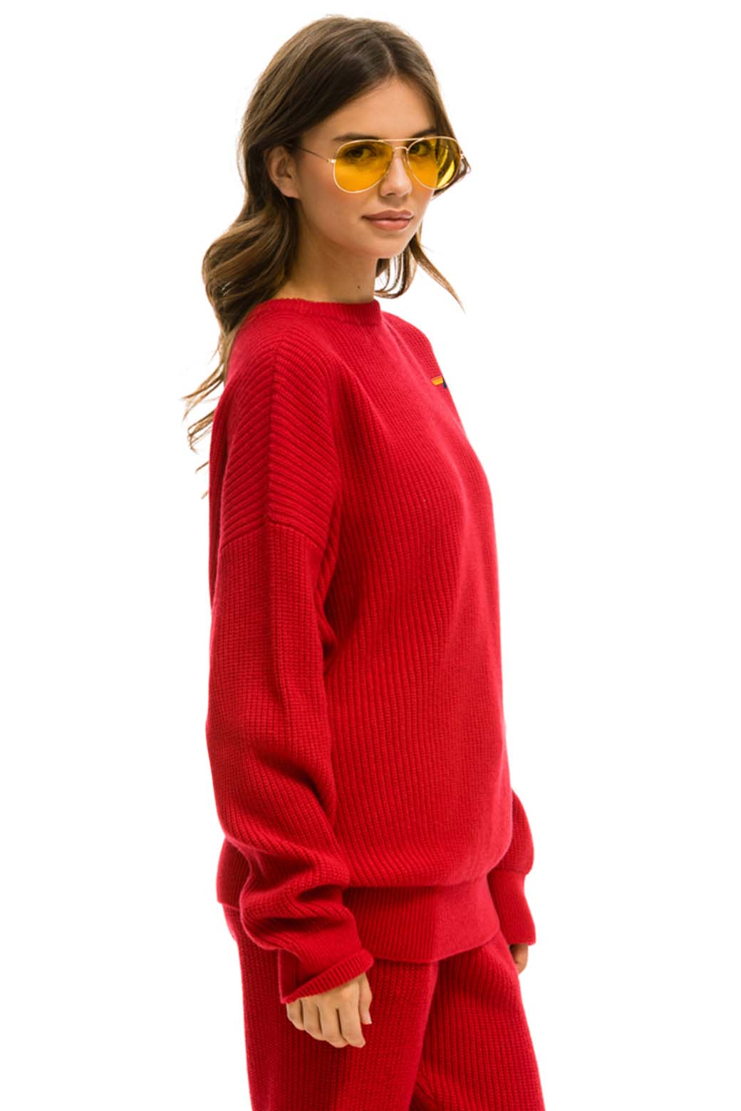 VINTAGE CABIN UNISEX CASHMERE SWEATER - CHERRY - Image 5