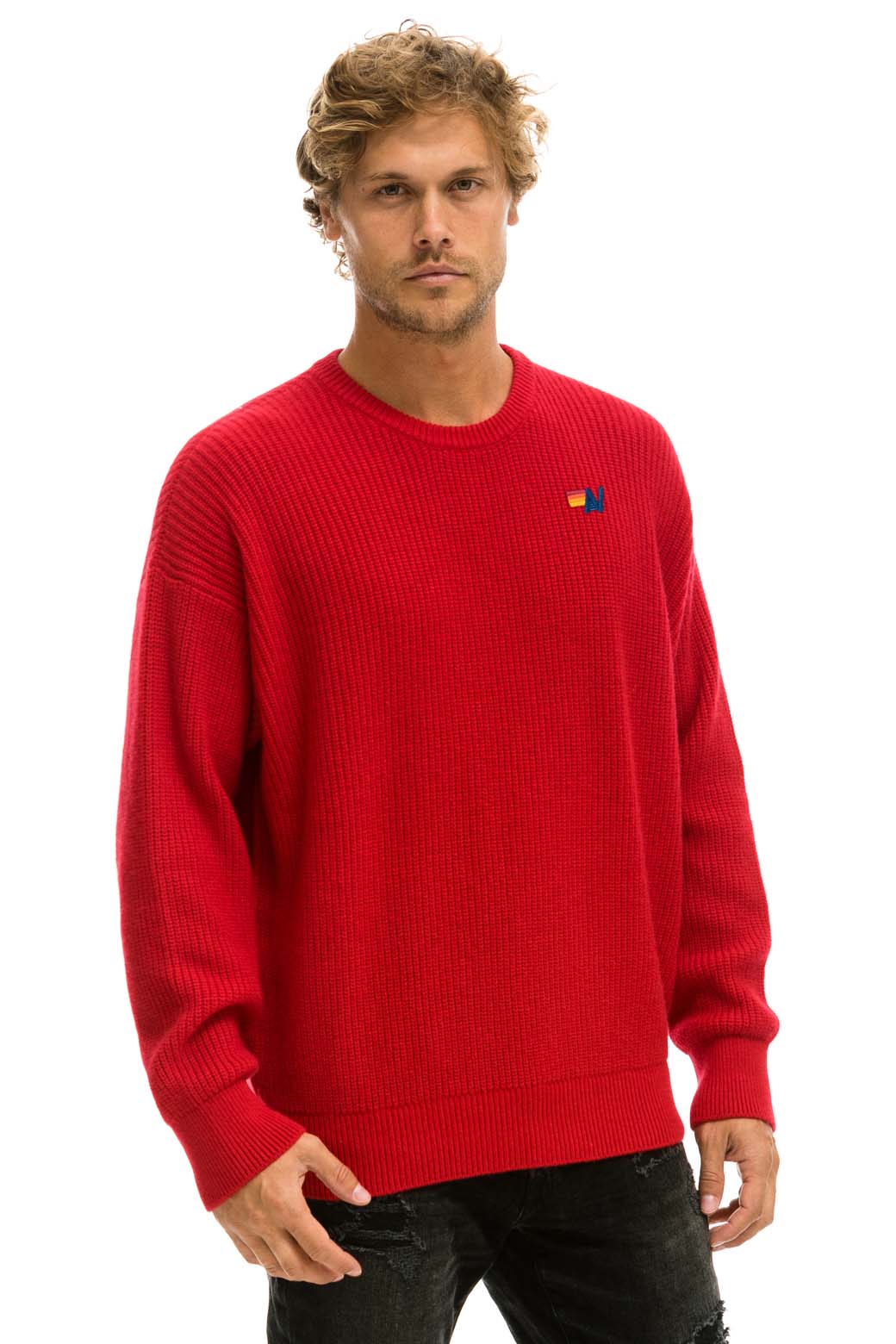 VINTAGE CABIN UNISEX CASHMERE SWEATER - CHERRY - Image 4