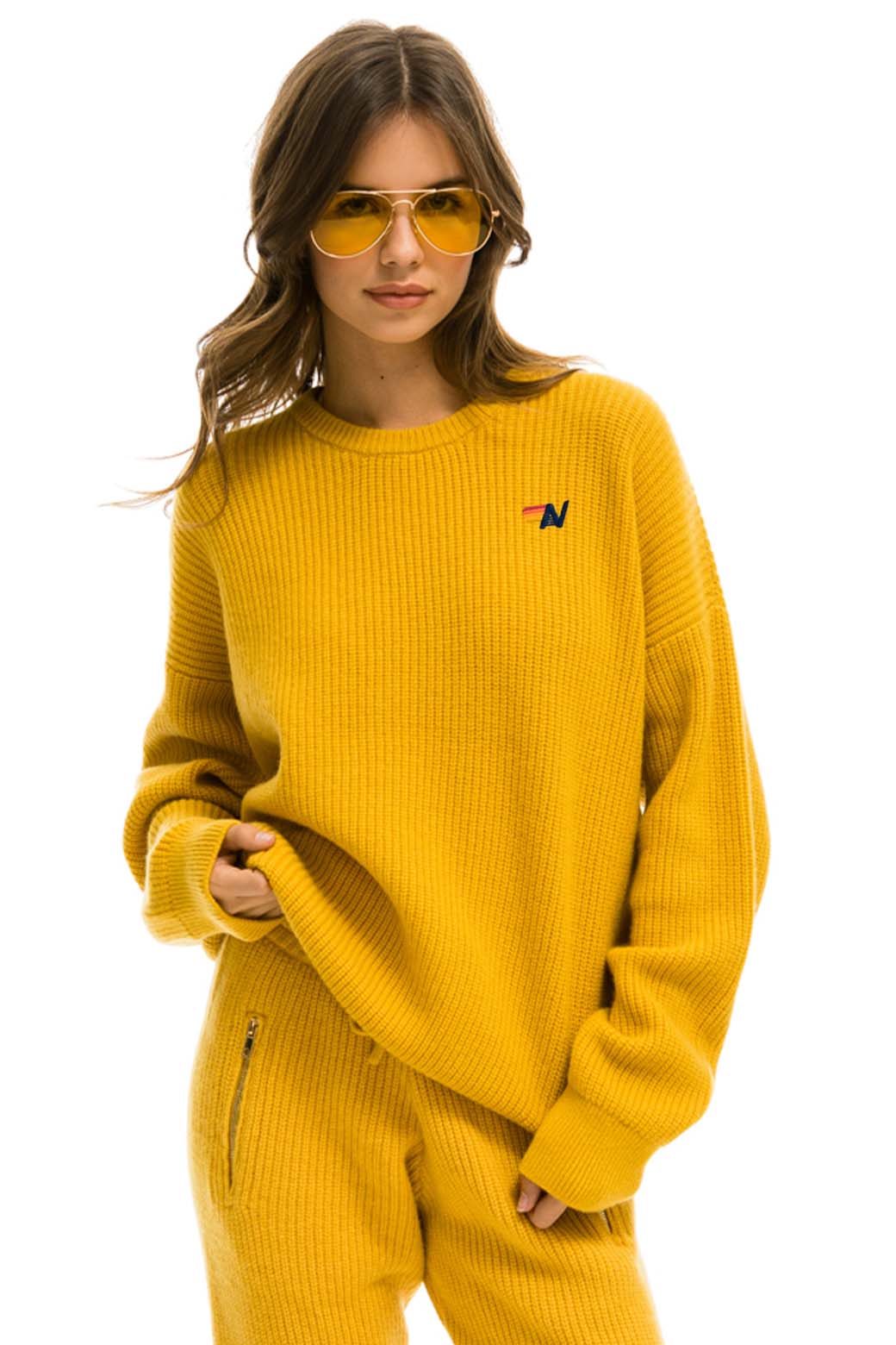 VINTAGE CABIN UNISEX CASHMERE SWEATER - GOLD - Image 3