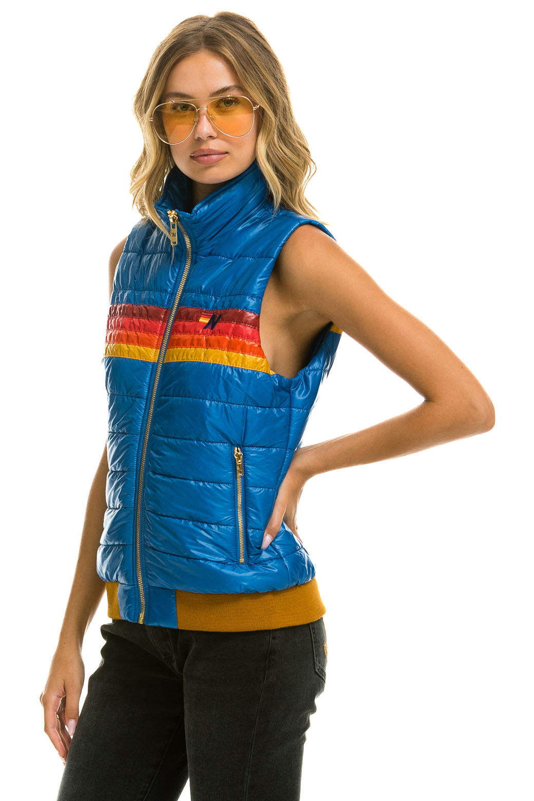 WOMEN'S 5 STRIPE VEST - GLOSSY SNORKEL BLUE - Image 3