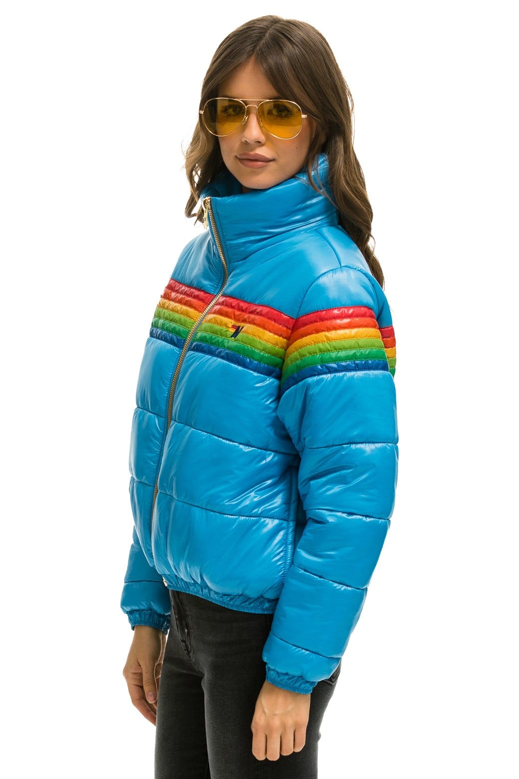 6 STRIPE LUXE APRES PUFFER JACKET - GLOSSY OCEAN - Image 2