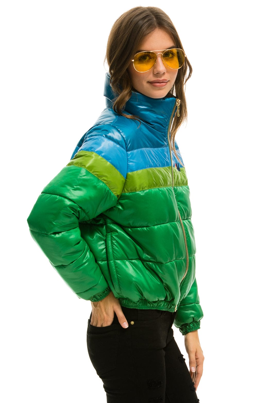 COLOR BLOCK LUXE APRES PUFFER JACKET - AMAZON GLOSSY - Image 4