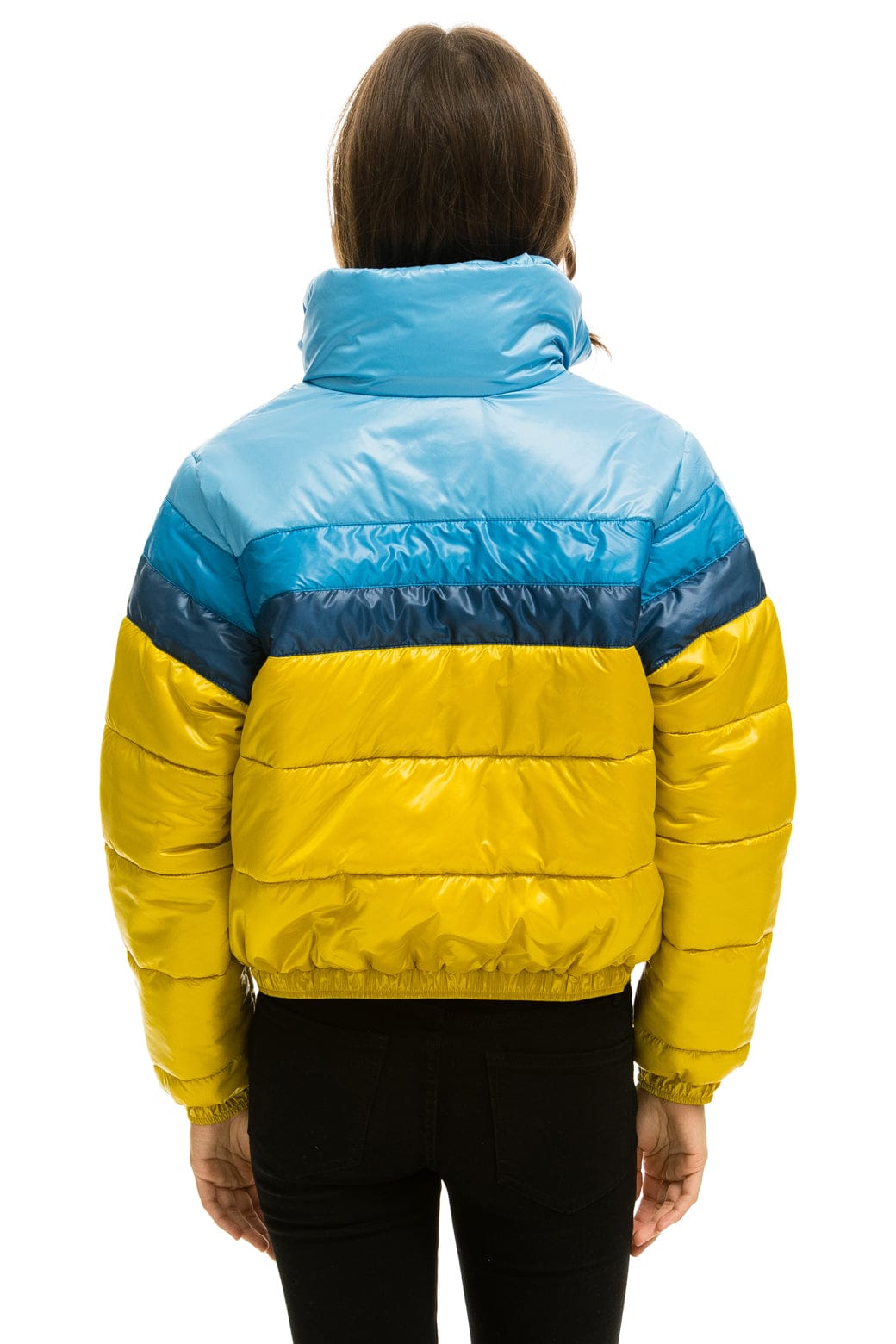 COLOR BLOCK LUXE APRES PUFFER JACKET - HONEY GLOSSY - Image 3